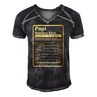 Funny Papi Nutrition Facts Fathers Day Gift Papi Men's Short Sleeve V-neck 3D Print Retro Tshirt | Mazezy