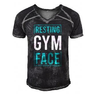 Funny Saying Resting Gym Face Men's Short Sleeve V-neck 3D Print Retro Tshirt | Mazezy