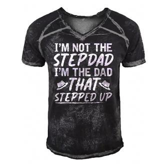 Funny Stepdad Fathers Day Family Daddy Bonus Dad Step Dad Men's Short Sleeve V-neck 3D Print Retro Tshirt | Mazezy