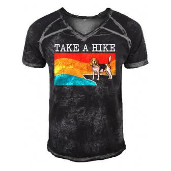 Funny Take A Hike Beagle Graphic Hiking Men's Short Sleeve V-neck 3D Print Retro Tshirt | Mazezy