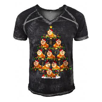Funny Xmas Lighting Santa Pomeranian Christmas Tree T-Shirt Men's Short Sleeve V-neck 3D Print Retro Tshirt - Seseable