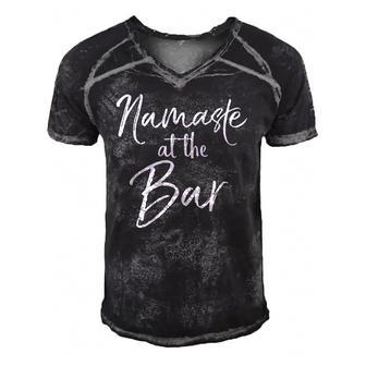 Funny Yoga Pun Alcohol Drinking Gift Cute Namaste At The Bar Men's Short Sleeve V-neck 3D Print Retro Tshirt | Mazezy
