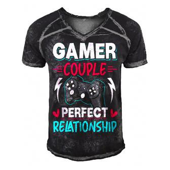 Gamer Couple Perfect Relationship Video Gamer Gaming Men's Short Sleeve V-neck 3D Print Retro Tshirt - Seseable