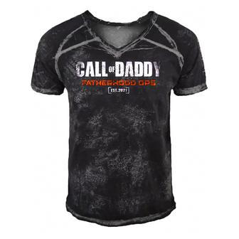 Gamer Dad Call Of Daddy Fatherhood Ops Funny Fathers Day Men's Short Sleeve V-neck 3D Print Retro Tshirt | Mazezy