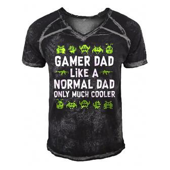 Gamer Dad Like A Normal Dad Only Much Cooler Fun Design Classic Men's Short Sleeve V-neck 3D Print Retro Tshirt | Mazezy