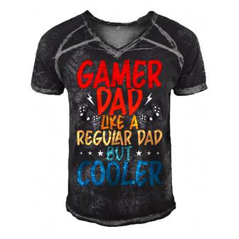 Gamer Dad Like A Regular Dad Video Gamer Gaming Men's Short Sleeve V-neck 3D Print Retro Tshirt - Seseable