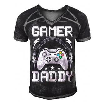 Gamer Daddy Video Gamer Gaming Men's Short Sleeve V-neck 3D Print Retro Tshirt - Seseable
