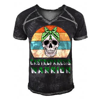 Gastroparesis Warrior Skull Women Vintage Green Ribbon Gastroparesis Gastroparesis Awareness Men's Short Sleeve V-neck 3D Print Retro Tshirt | Favorety