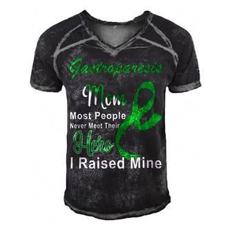 Gastroparesis Warrior Skull Women Vintage Green Ribbon Gastroparesis Gastroparesis Awareness V2 Men's Short Sleeve V-neck 3D Print Retro Tshirt | Favorety UK