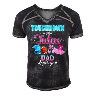 Gender Reveal Touchdowns Or Tutus Dad Matching Baby Party Men's Short Sleeve V-neck 3D Print Retro Tshirt | Mazezy