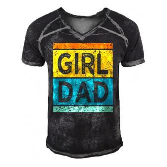 Girl Dad With Daughters For Men Men's Short Sleeve V-neck 3D Print Retro Tshirt | Mazezy