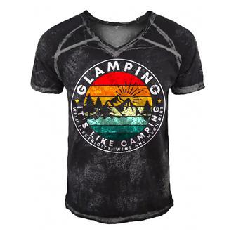 Glamping Definition Glamper Camping Men's Short Sleeve V-neck 3D Print Retro Tshirt | Favorety DE