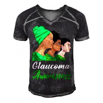 Glaucoma Awareness Green Women Glaucoma Glaucoma Awareness Men's Short Sleeve V-neck 3D Print Retro Tshirt | Favorety AU