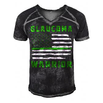 Glaucoma Warrior Usa Flag United States Flag Green Ribbon Glaucoma Glaucoma Awareness Men's Short Sleeve V-neck 3D Print Retro Tshirt | Favorety UK