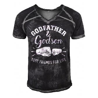 Godfather And Godson Friends For Life Men's Short Sleeve V-neck 3D Print Retro Tshirt | Mazezy
