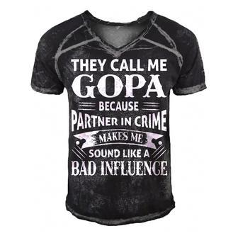 Gopa Grandpa Gift They Call Me Gopa Because Partner In Crime Makes Me Sound Like A Bad Influence Men's Short Sleeve V-neck 3D Print Retro Tshirt - Seseable