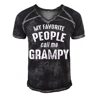 Grampy Grandpa Gift My Favorite People Call Me Grampy Men's Short Sleeve V-neck 3D Print Retro Tshirt - Seseable