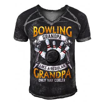 Grandfather Cool Grandad Bowler 416 Bowling Bowler Men's Short Sleeve V-neck 3D Print Retro Tshirt - Seseable