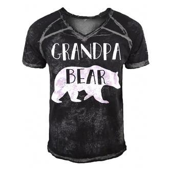 Grandpa Gift Grandpa Bear Men's Short Sleeve V-neck 3D Print Retro Tshirt - Seseable