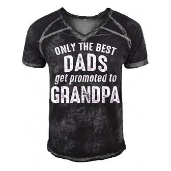 Grandpa Gift Only The Best Dads Get Promoted To Grandpa Men's Short Sleeve V-neck 3D Print Retro Tshirt - Seseable