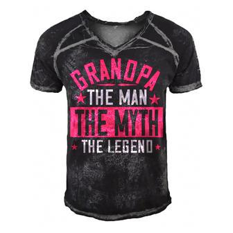 Grandpa The Man Themyth The Legend Papa T-Shirt Fathers Day Gift Men's Short Sleeve V-neck 3D Print Retro Tshirt - Monsterry UK