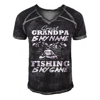 Great Grandpa Is My Name Fishing Is My Game Funny Fisherman  Men's Short Sleeve V-neck 3D Print Retro Tshirt