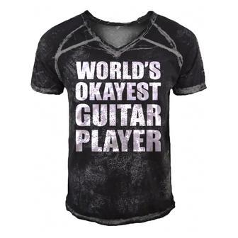 Guitar Player Funny Gift - Worlds Okayest Guitar Player Men's Short Sleeve V-neck 3D Print Retro Tshirt | Mazezy