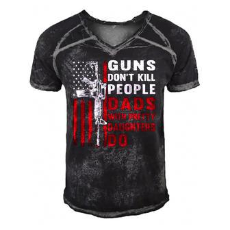 Guns Dont Kill People Dads With Pretty Daughters Humor Dad Men's Short Sleeve V-neck 3D Print Retro Tshirt | Mazezy DE