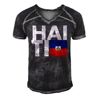 Haiti Flag Haiti Nationalist Haitian Men's Short Sleeve V-neck 3D Print Retro Tshirt | Mazezy