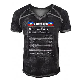 Haitian Dad Nutrition Facts Fathers Day Men's Short Sleeve V-neck 3D Print Retro Tshirt | Mazezy