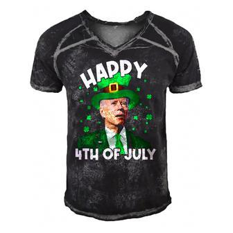 Happy 4Th Of July Biden Leprechaun Shamrock St Patricks Day Men's Short Sleeve V-neck 3D Print Retro Tshirt | Mazezy