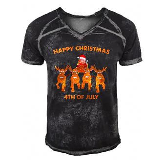 Happy 4Th Of July Christmas Joe Biden Pajama Men's Short Sleeve V-neck 3D Print Retro Tshirt | Mazezy