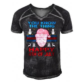 Happy Christmas Biden 4Th Of July Funny Christmas Ugly Men's Short Sleeve V-neck 3D Print Retro Tshirt | Mazezy