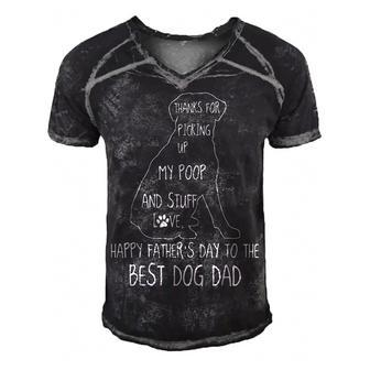 Happy Fathers Day Dog Dad Thanks For Picking Up My Poop Men's Short Sleeve V-neck 3D Print Retro Tshirt | Mazezy