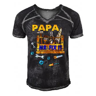 Happy Fathers Day Papa Mr Fix It For Dad Papa Father Men's Short Sleeve V-neck 3D Print Retro Tshirt | Mazezy