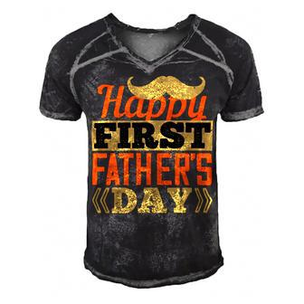 Happy First Fathers Day Dad T-Shirt Men's Short Sleeve V-neck 3D Print Retro Tshirt - Monsterry UK