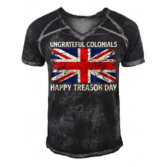 Happy Treason Day - Usa American Flag 4Th Of July Fourth Men's Short Sleeve V-neck 3D Print Retro Tshirt - Seseable
