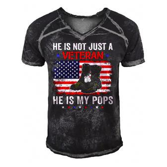 He Is Not Just A Veteran My Pops Veterans Day Patriotic Men's Short Sleeve V-neck 3D Print Retro Tshirt | Mazezy
