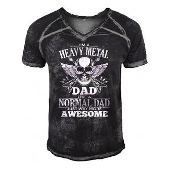 Heavy Metal Dad Punk Rock Music Lover Men's Short Sleeve V-neck 3D Print Retro Tshirt | Mazezy