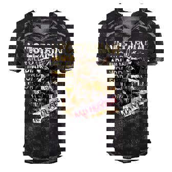 Hunting Vegetarian Old Indian Word Men's Short Sleeve V-neck 3D Print Retro Tshirt - Monsterry