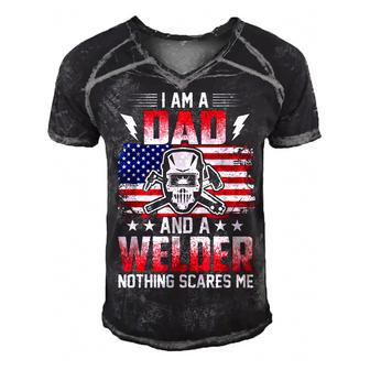 I Am A Dad And A Welder Nothing Scares Me V2 Men's Short Sleeve V-neck 3D Print Retro Tshirt - Seseable