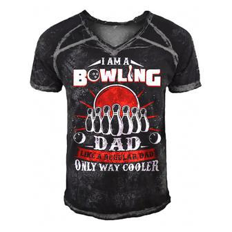 I Am A Dad Funny Fathers Day 36 Bowling Bowler Men's Short Sleeve V-neck 3D Print Retro Tshirt - Seseable