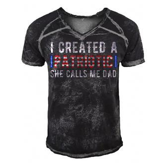 I Created A Patriotic Calls Me Dad 4Th Of July Fathers Day Men's Short Sleeve V-neck 3D Print Retro Tshirt - Seseable