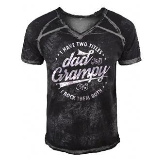 I Have Two Titles Dad & Grampy Fathers Day Tee Funny Grandpa Men's Short Sleeve V-neck 3D Print Retro Tshirt | Mazezy