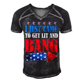I Just Came To Get Lit And Bang 4Th Of July Fireworks Men's Short Sleeve V-neck 3D Print Retro Tshirt - Seseable