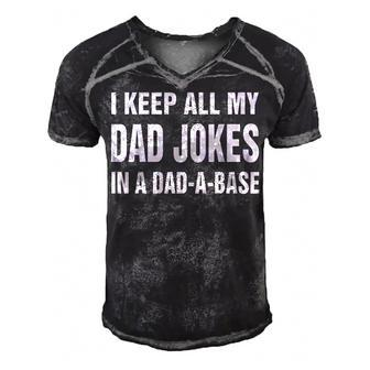 I Keep All My Dad Jokes In A Dad A Base Dad Jokes V3 Men's Short Sleeve V-neck 3D Print Retro Tshirt - Seseable