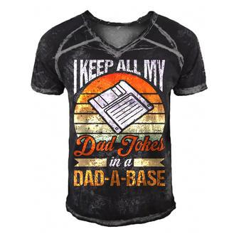I Keep All My Dad Jokes In A Dad-A-Base Vintage Father Dad  Men's Short Sleeve V-neck 3D Print Retro Tshirt
