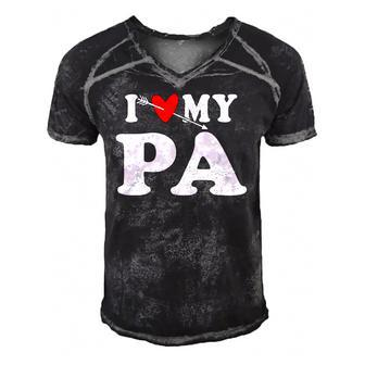 I Love My Pa With Heart Fathers Day Wear For Kid Boy Girl Men's Short Sleeve V-neck 3D Print Retro Tshirt | Mazezy