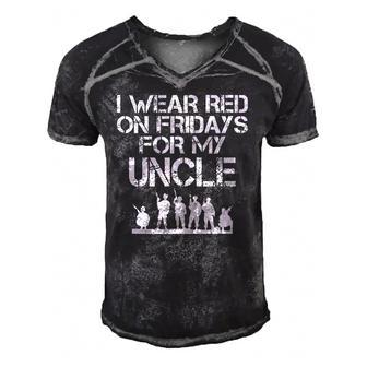 I Wear Red On Fridays For My Uncle Active Duty Us Military Men's Short Sleeve V-neck 3D Print Retro Tshirt | Mazezy