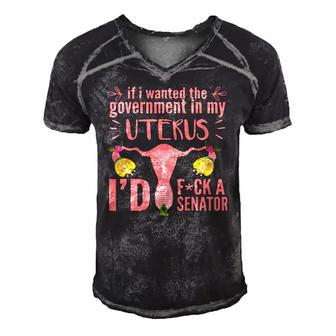 If I Wanted The Government In My Uterus Feminist Men's Short Sleeve V-neck 3D Print Retro Tshirt | Mazezy
